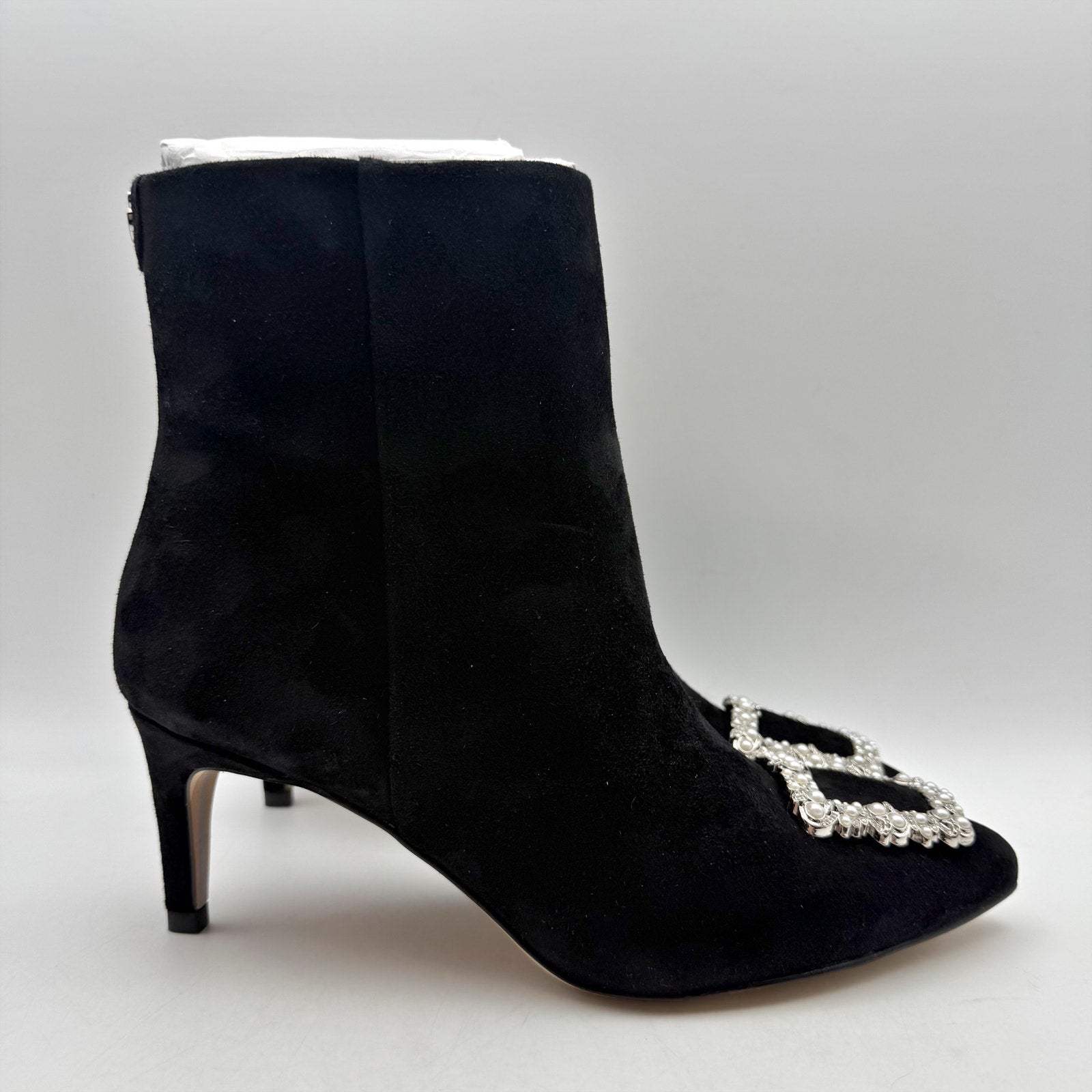 Sam Edelman Womens Ulissa Luster Ankle Bootie US 8 M Black Suede Rhinestone NWOB