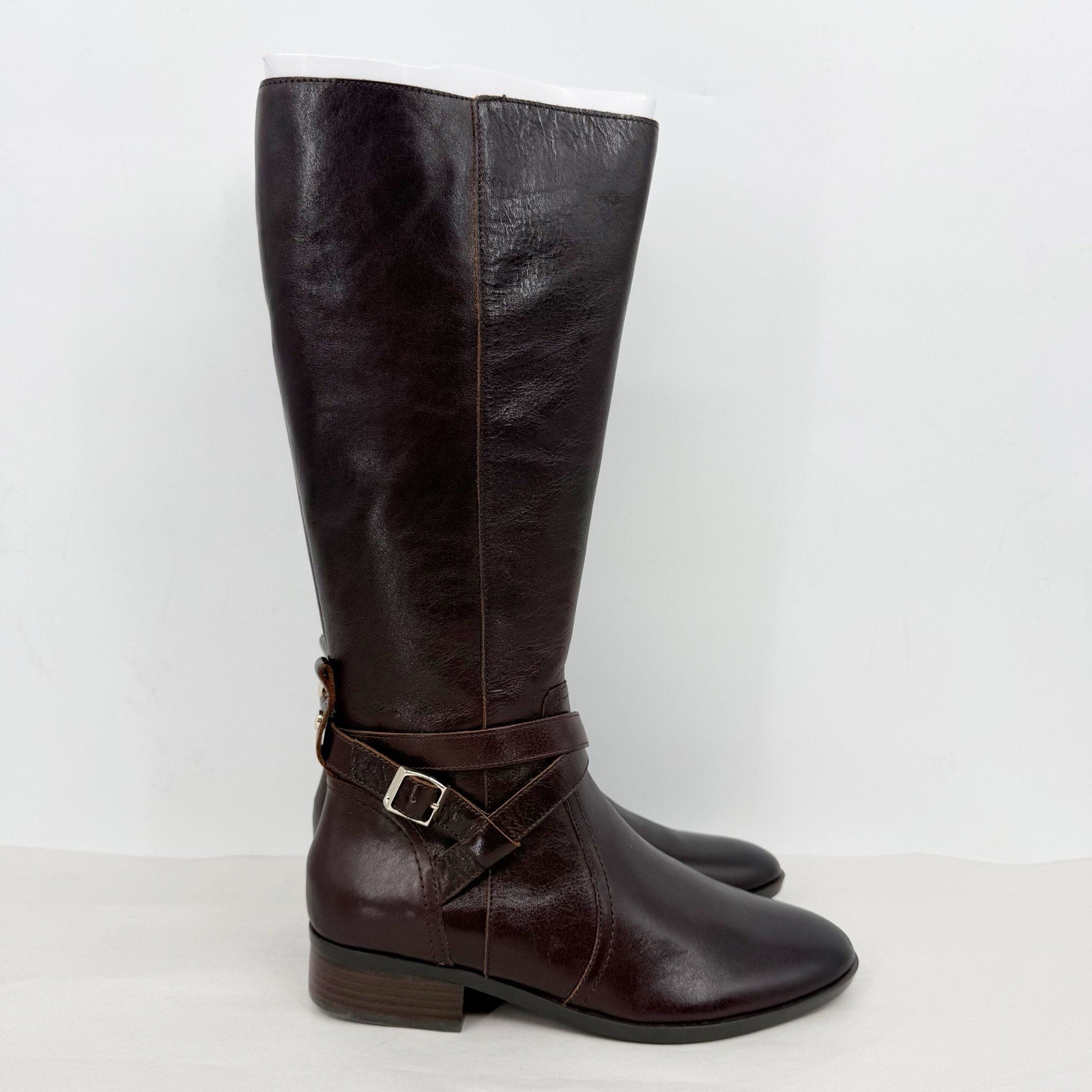 Naturalizer Womens Rena Knee High Boot 10 Wide Wide Calf Brown Leather NIB