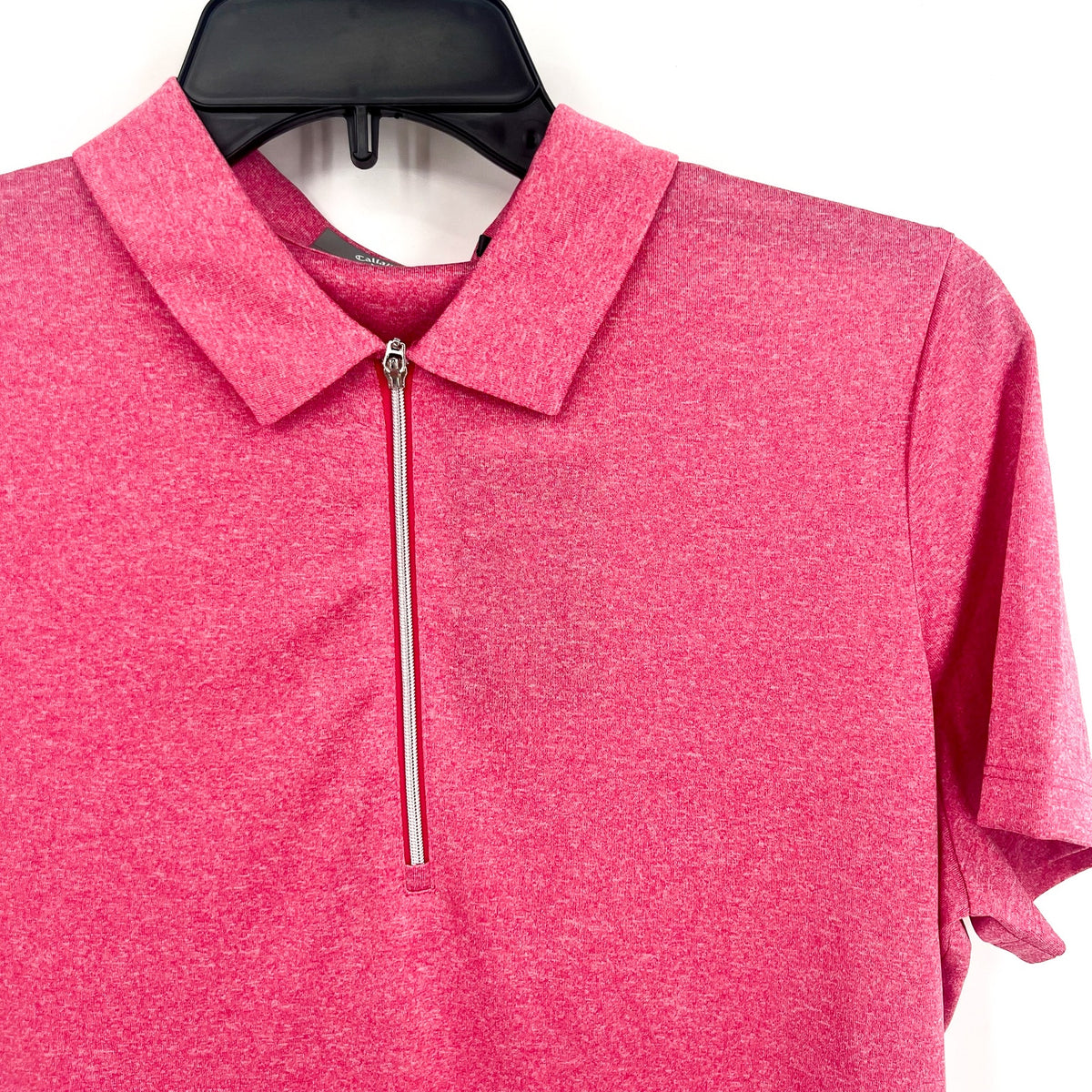 CALLAWAY Womens Golf Polo Shirt Medium Pink Quarter Zip Short Sleeve NWT