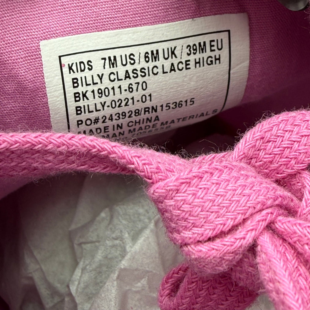 BILLY Footwear Kids Classic Lace High Sneakers Size 7 Big Kid Pink Print NWOB