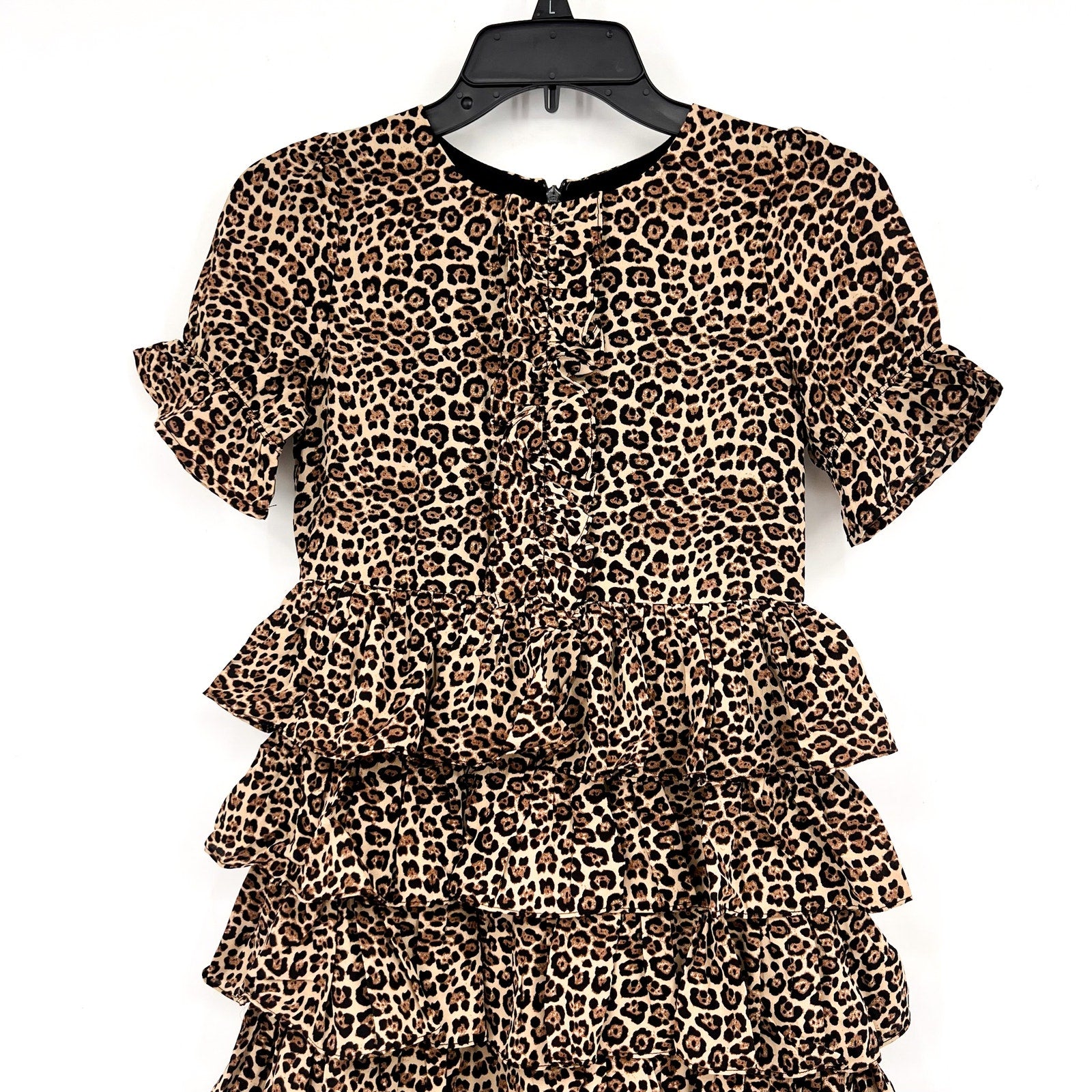 BARDOT Girl's Tia Rara Tiered Dress LARGE Size 16 Leopard Print Ruffle NWT