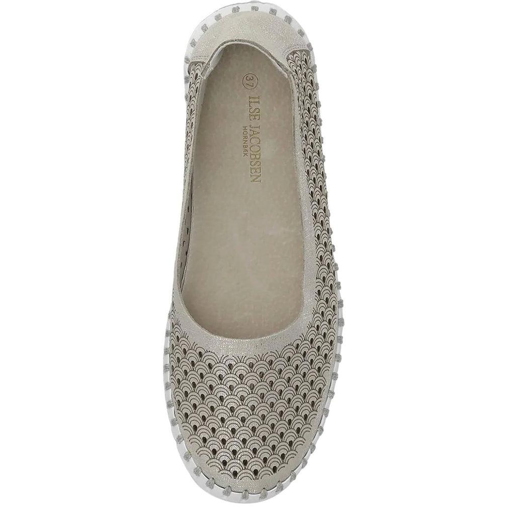 ILSE JACOBSEN Womens Tulip 0026 Ballet Flats EU 37 US 6 Silver Glitter NWOB
