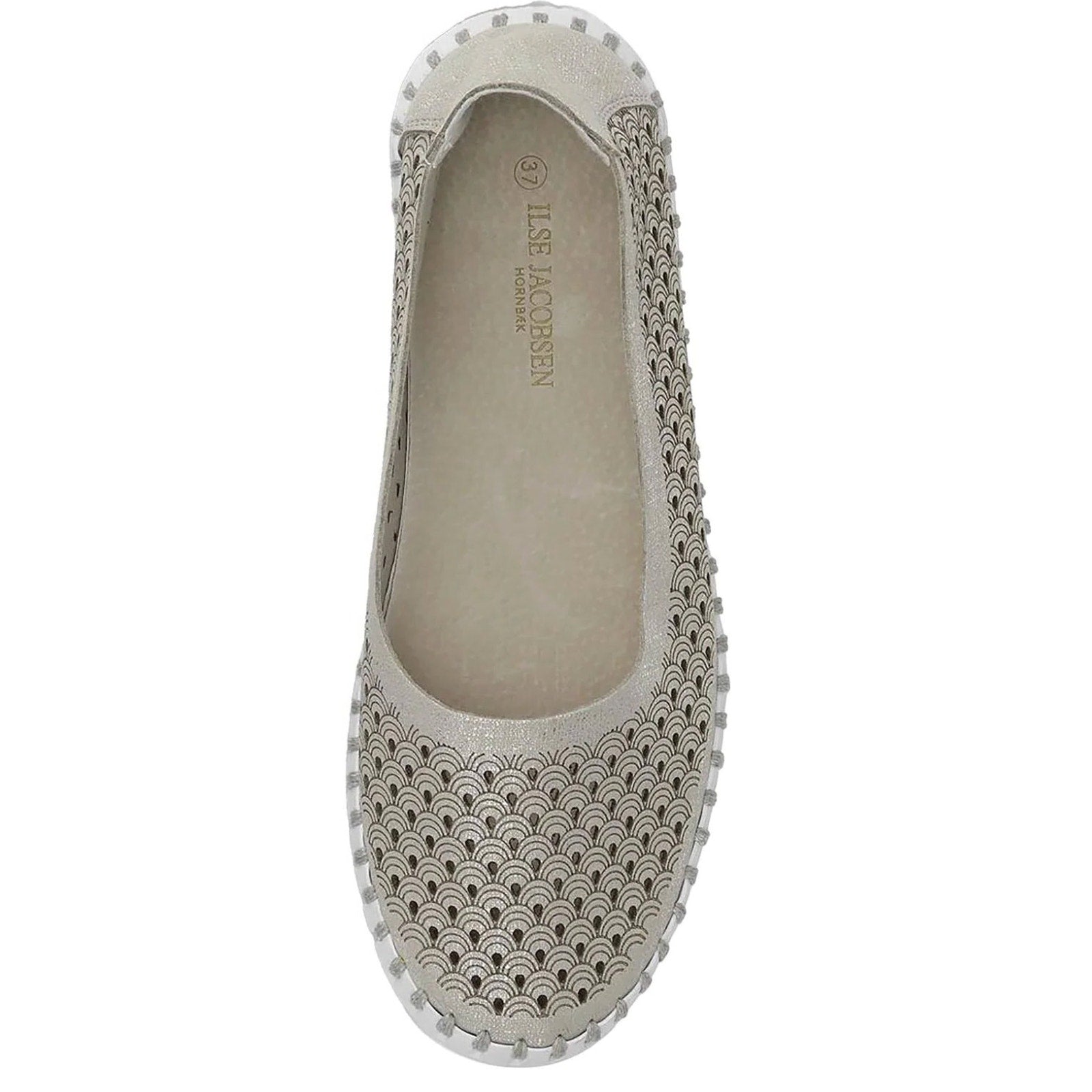 ILSE JACOBSEN Womens Tulip 0026 Ballet Flats EU 37 US 6 Silver Glitter NWOB