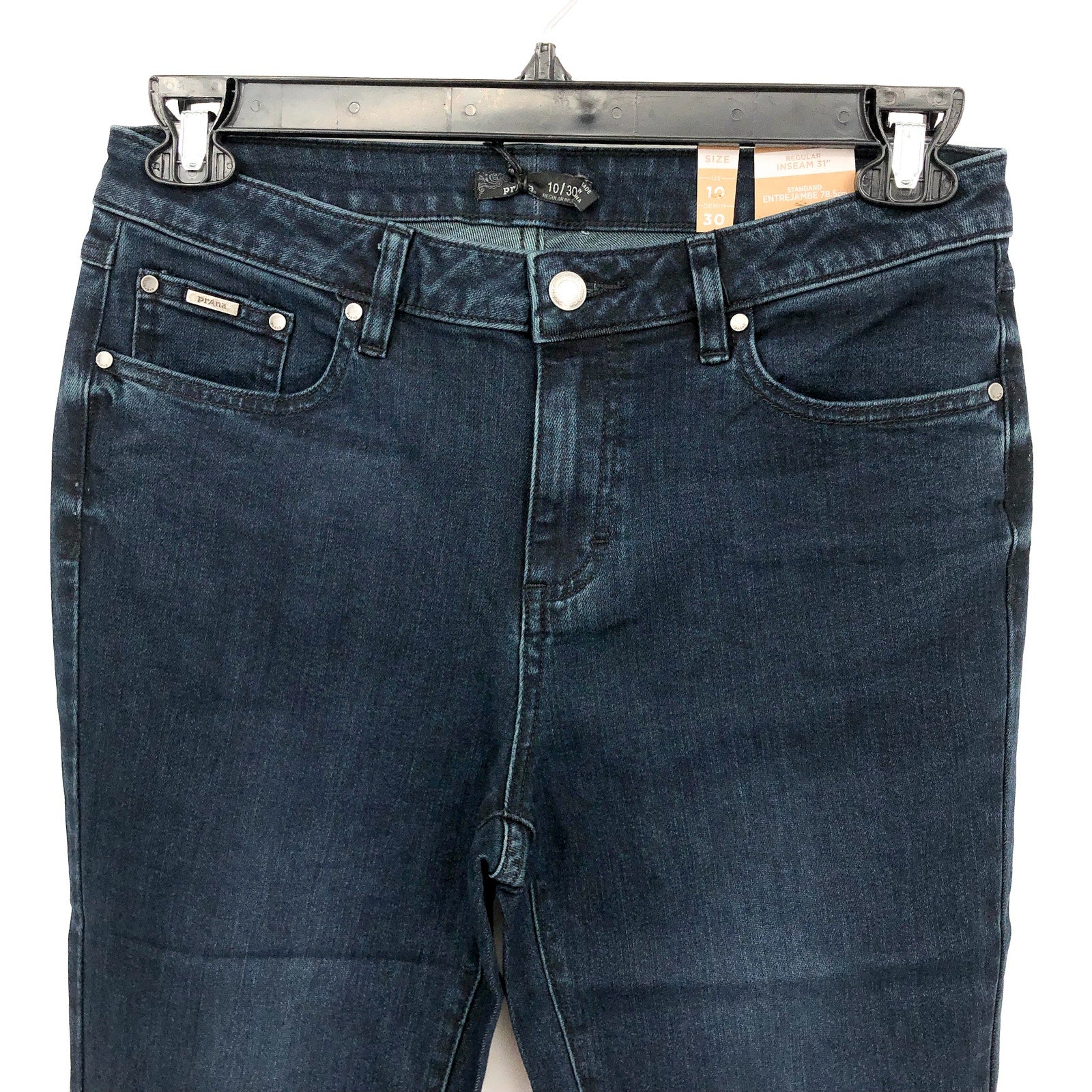 Prana Womens Sienna Skinny Jean 30x30 US 10 Deep Blue Stretch Denim Mid Rise NWT