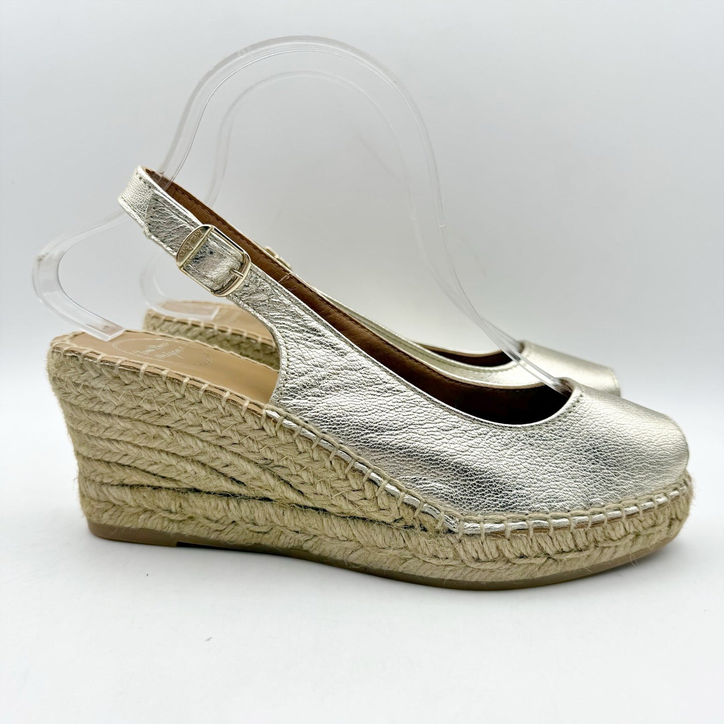 Toni Pons Womens Croacia Espadrille Sandals EU 38 US 7.5 Gold Leather Wedge NIB