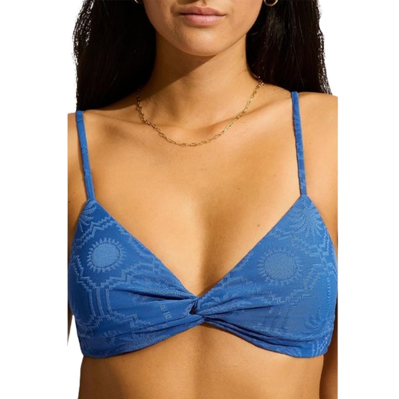SEAFOLLY Women's Oasis Twist Bralette Bikini Top Size 6 Blue Ultramarine NWOT
