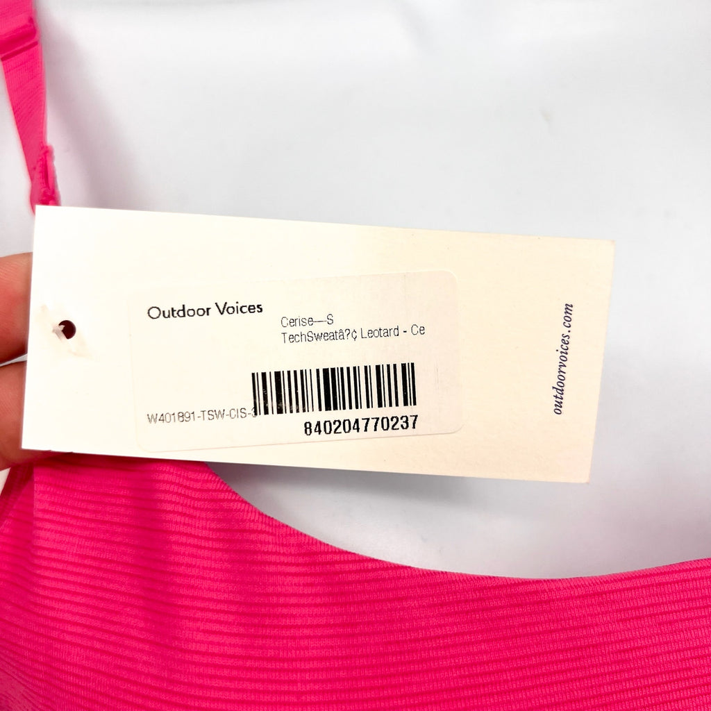 OUTDOOR VOICES Women's TechSweat Leotard Small PINK CERISE Tank NWT