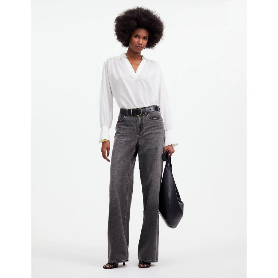 MADEWELL Women's Superwide-Leg Jeans Size 29 US 8 Black Kingswood Wash NR481 NWT