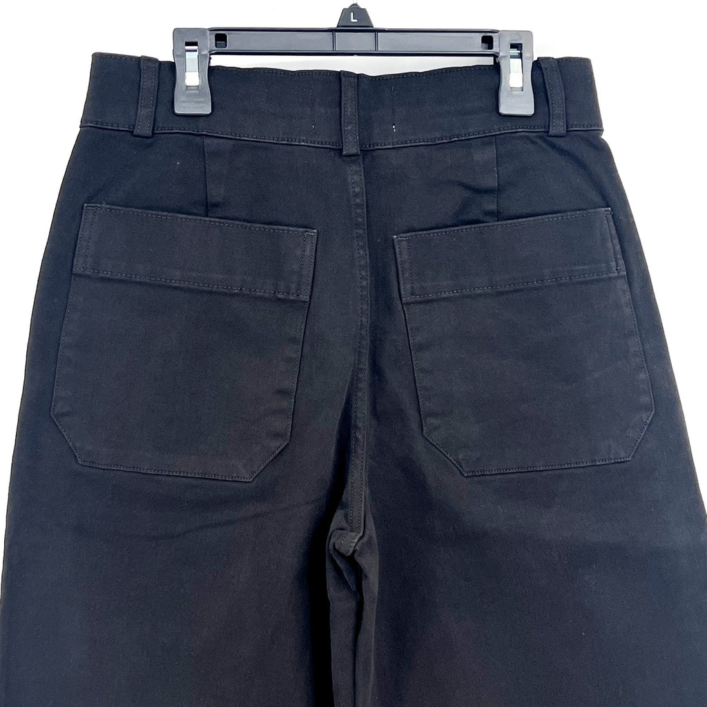 EVERLANE Womens Organic Wide-Leg Crop Pants Size 2 Black Chino Stretch Twill NWT