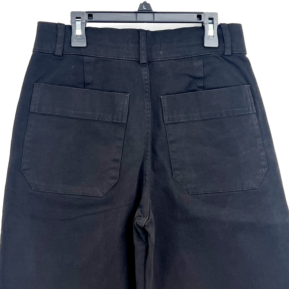 EVERLANE Womens Organic Wide-Leg Crop Pants Size 2 Black Chino Stretch Twill NWT