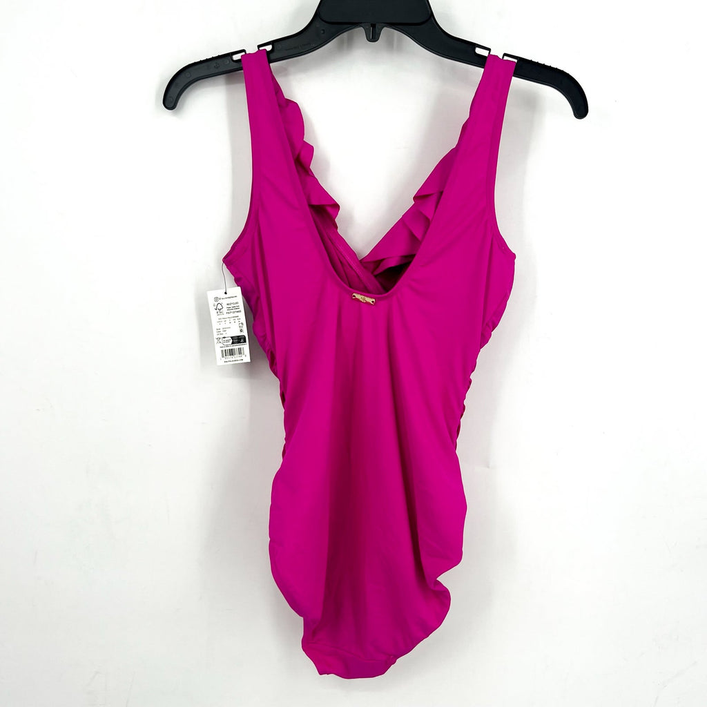 LAUREN RALPH LAUREN Ruffle One Piece Swimsuit Size 4 Orchid Pink Beach Club NWT