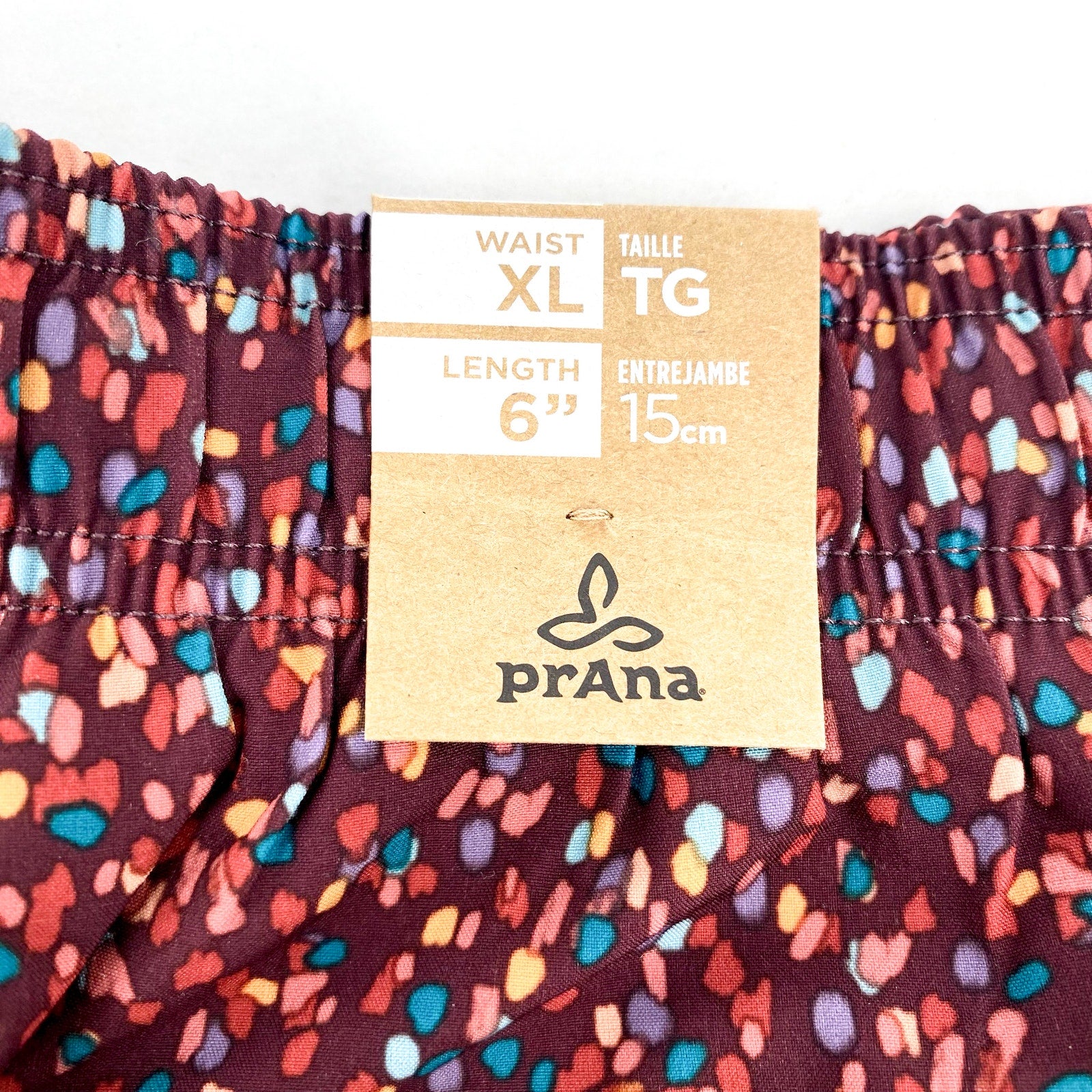 PRANA Men's Plunge Swim Shorts XL Red Cacao Alotta Dots 6" Inseam Liner NWT
