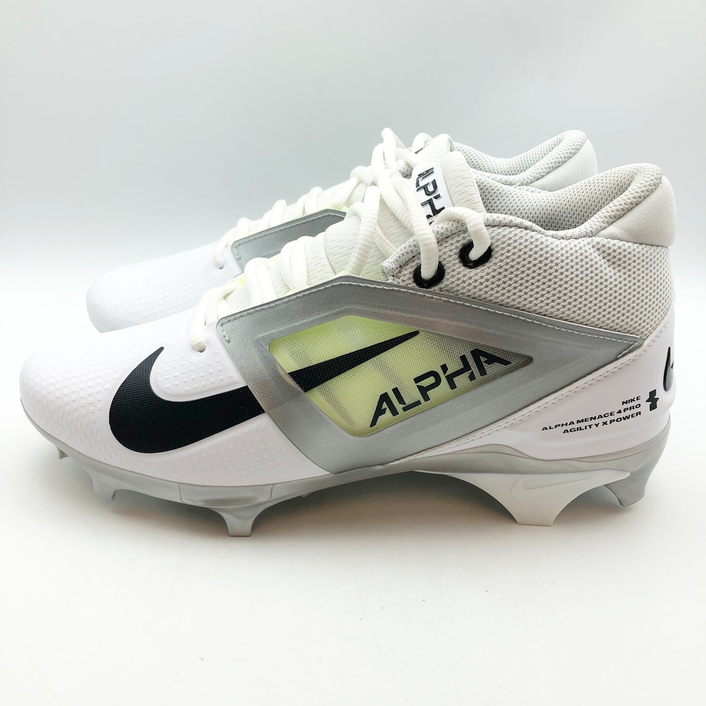 Nike Mens Alpha Menace 4 Pro Molded Football Cleats Size 8.5 White Black NWOB