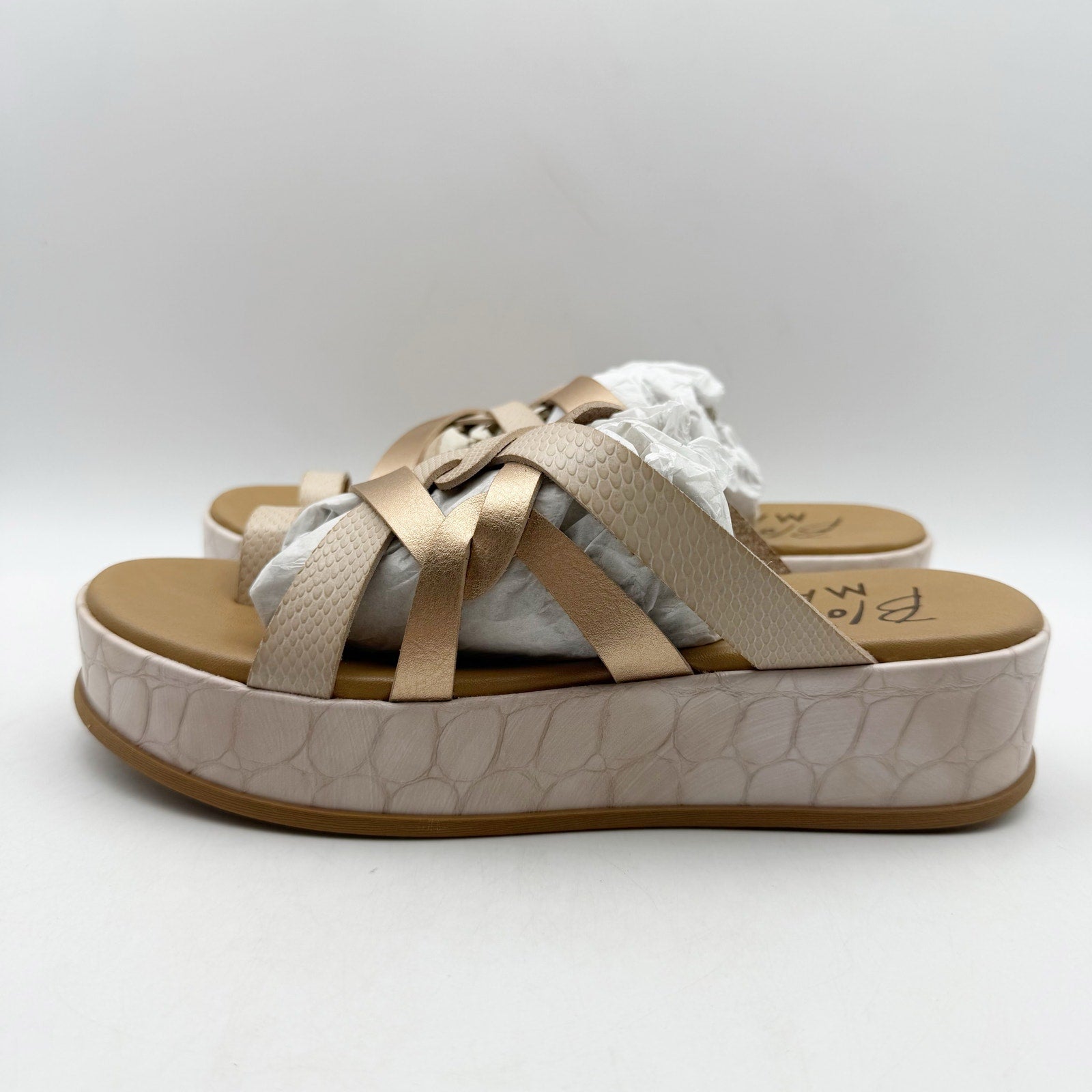 Blowfish Womens Mando Platform Sandals US 8.5 M EU 39 Powder Gold Metallic NIB