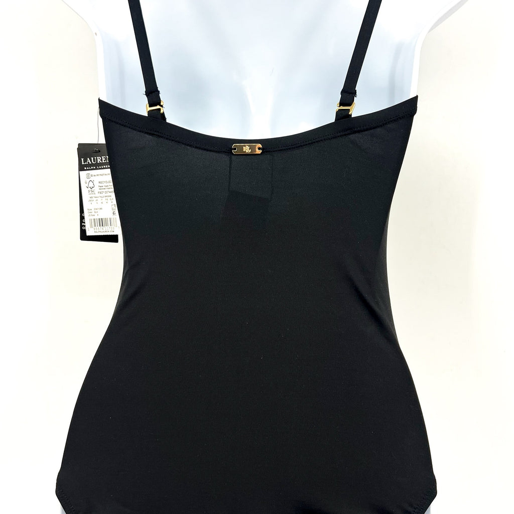 LAUREN RALPH LAUREN Beach Club Shaping One Piece Swimsuit Sz 8 Black V Wire NWT