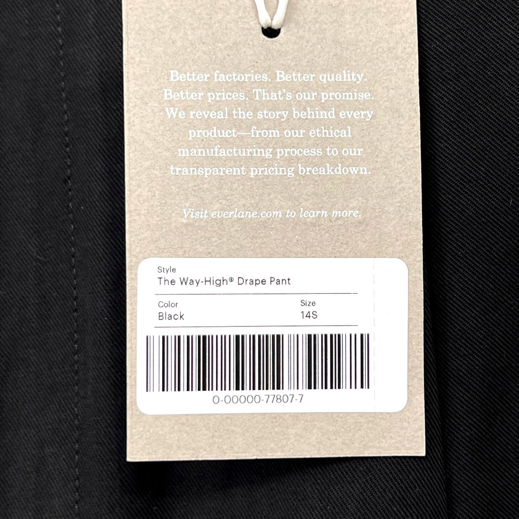 Everlane Womens The Way-High Drape Pants Size 14 30" Inseam Pleated Black NWT