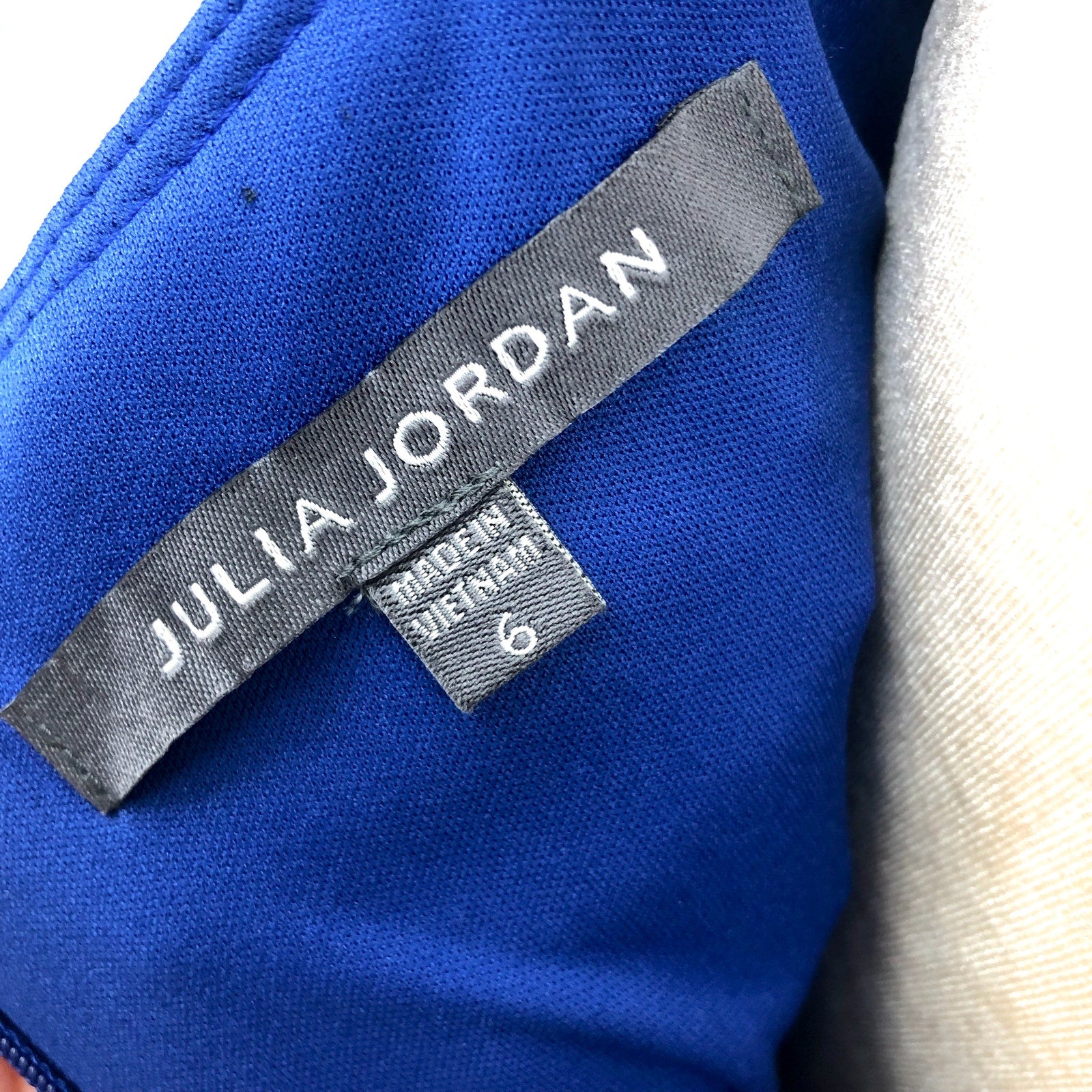 JULIA JORDAN Women's Shoulder Tie Ruffle Hem Sheath Dress Size 6 Royal Blue NWOT