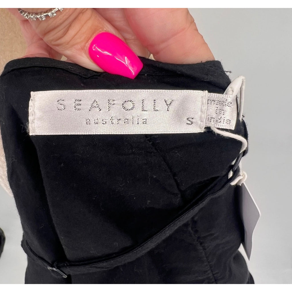 SEAFOLLY Womens Garden Party Fleur Halter Mini Dress Size US 6 Black A-Line NWT