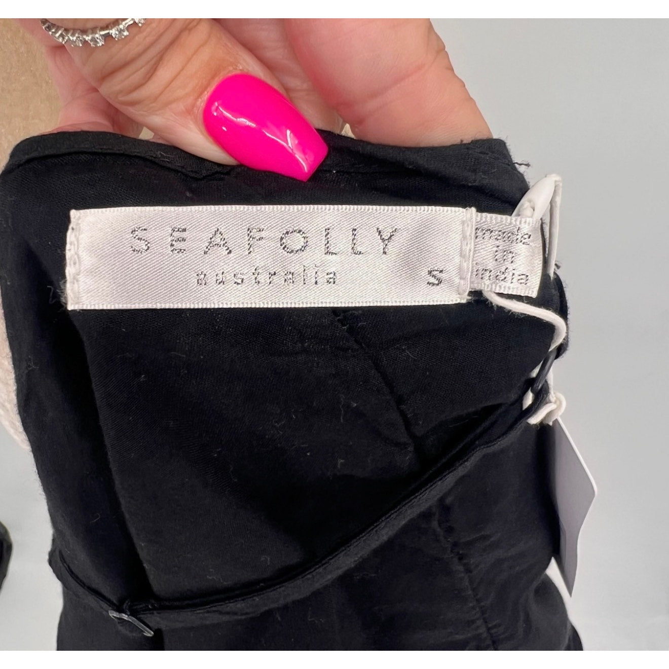SEAFOLLY Womens Garden Party Fleur Halter Mini Dress Size US 6 Black A-Line NWT