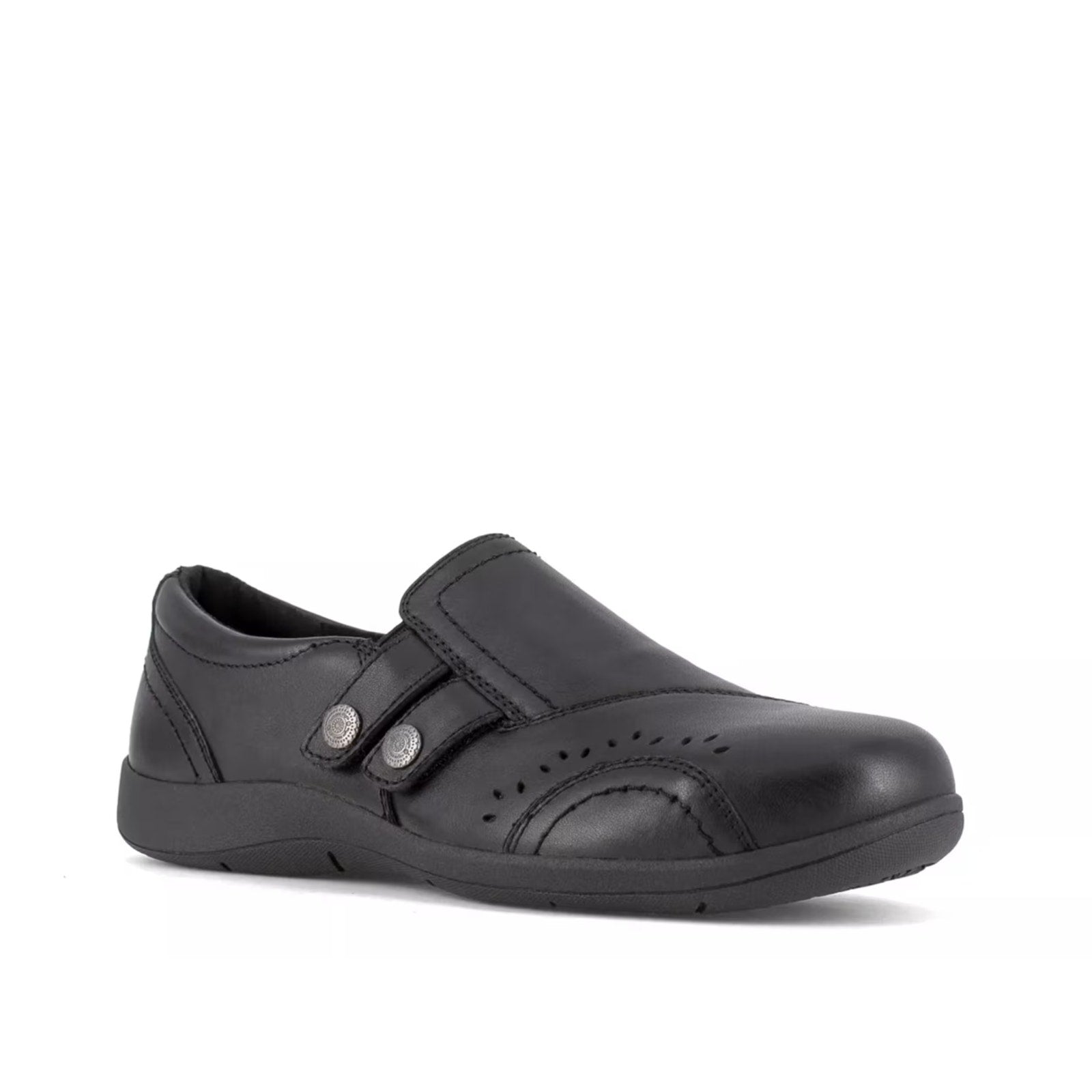 Rockport Womens Daisey Work Slip-On Shoe US 5.5 Wide Black Leather Alloy Toe NIB