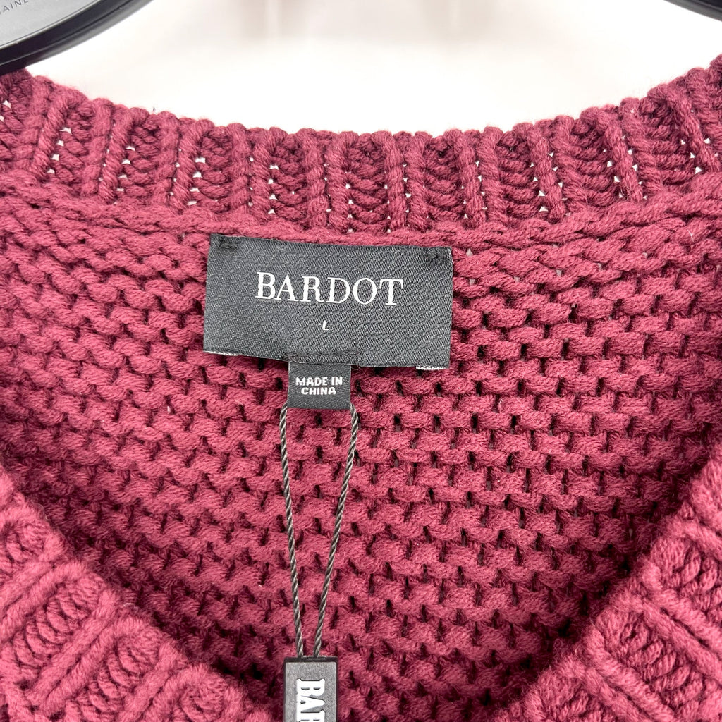 BARDOT Women's Bell Knit Sweater Dress Size 8 Burgundy Red Long Sleeve NWT