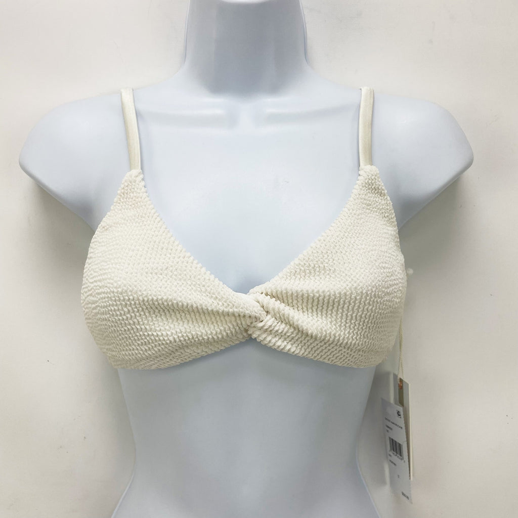 Good American Always Fits Twisted Bikini Top Size 3 Large Swim Ivory White NWT