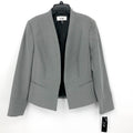 LE SUIT Collarless Open-Front Suit Jacket 6 Black White Micro Pattern Blazer NWT