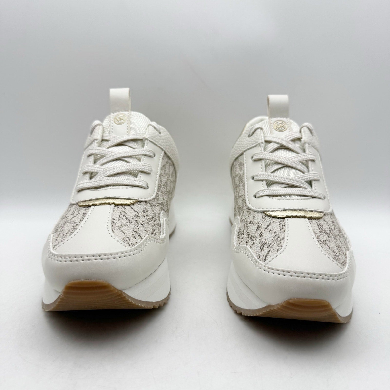 Michael Kors Womens Raina Casual Sneaker US 6 M White Vanilla Gold Trainer NIB