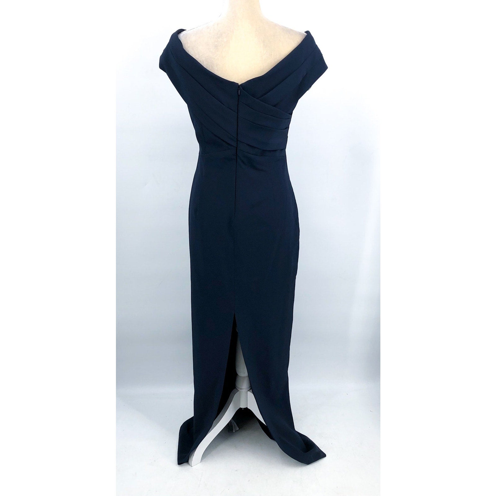 LAUREN RALPH LAUREN Crepe Off-the-Shoulder Gown Size 8 Navy Blue Formal NWT