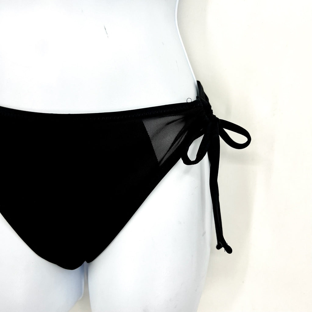 BECCA Women's Muse Mesh-Inset Bikini Bottoms Medium Black Side-Tie NWT