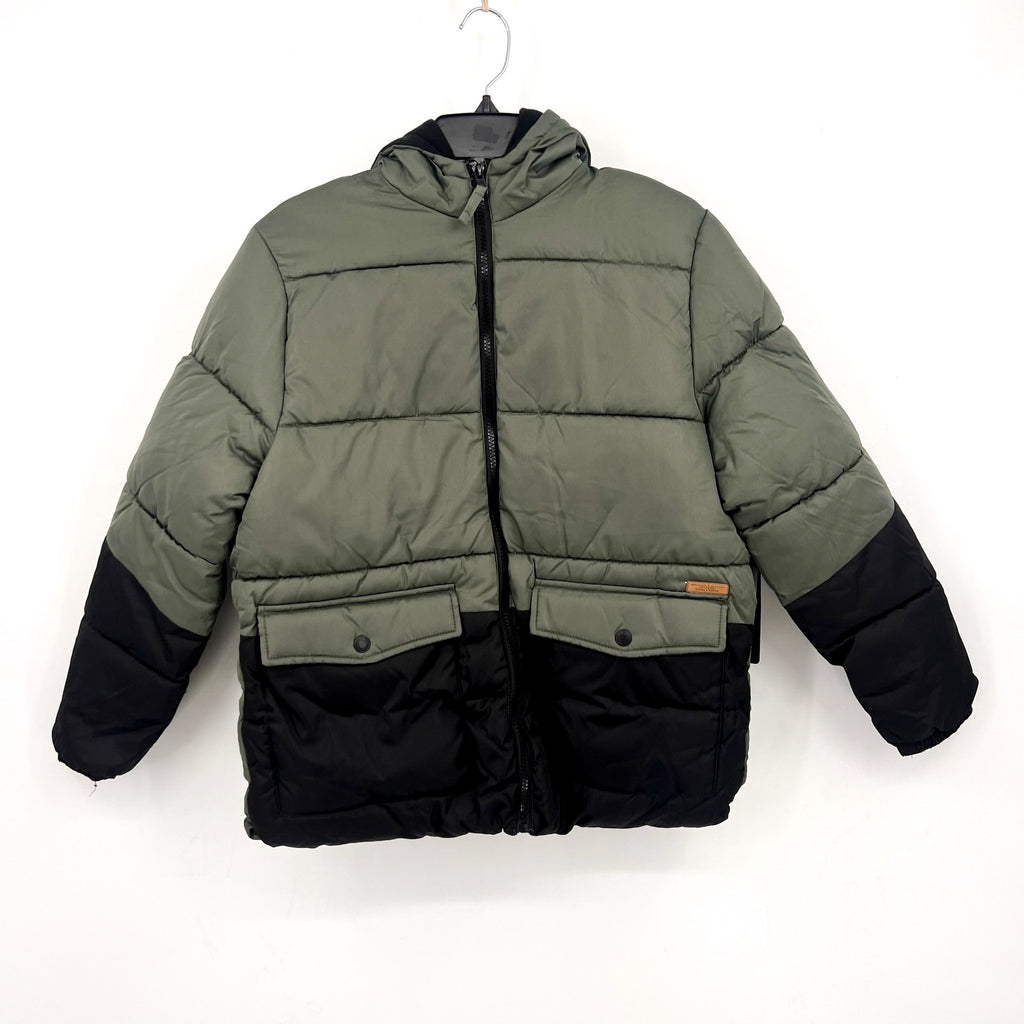 IXTREME Boy's Hooded Colorblock Puffer Winter Coat XL 14/16 Green Black NWT