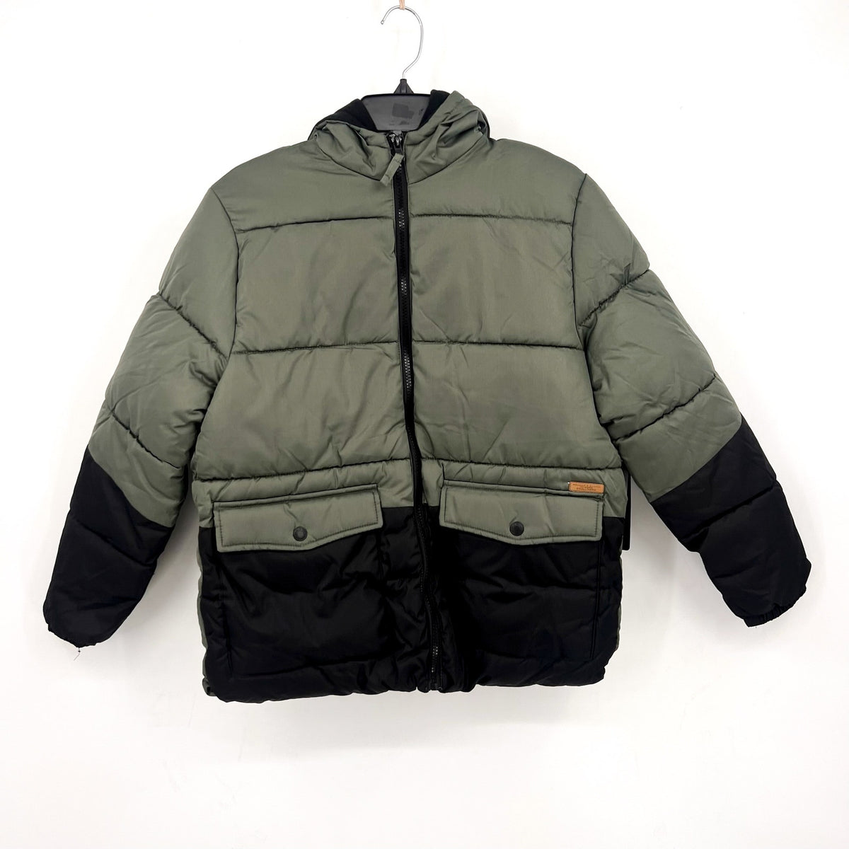 IXTREME Boy's Hooded Colorblock Puffer Winter Coat XL 14/16 Green Black NWT