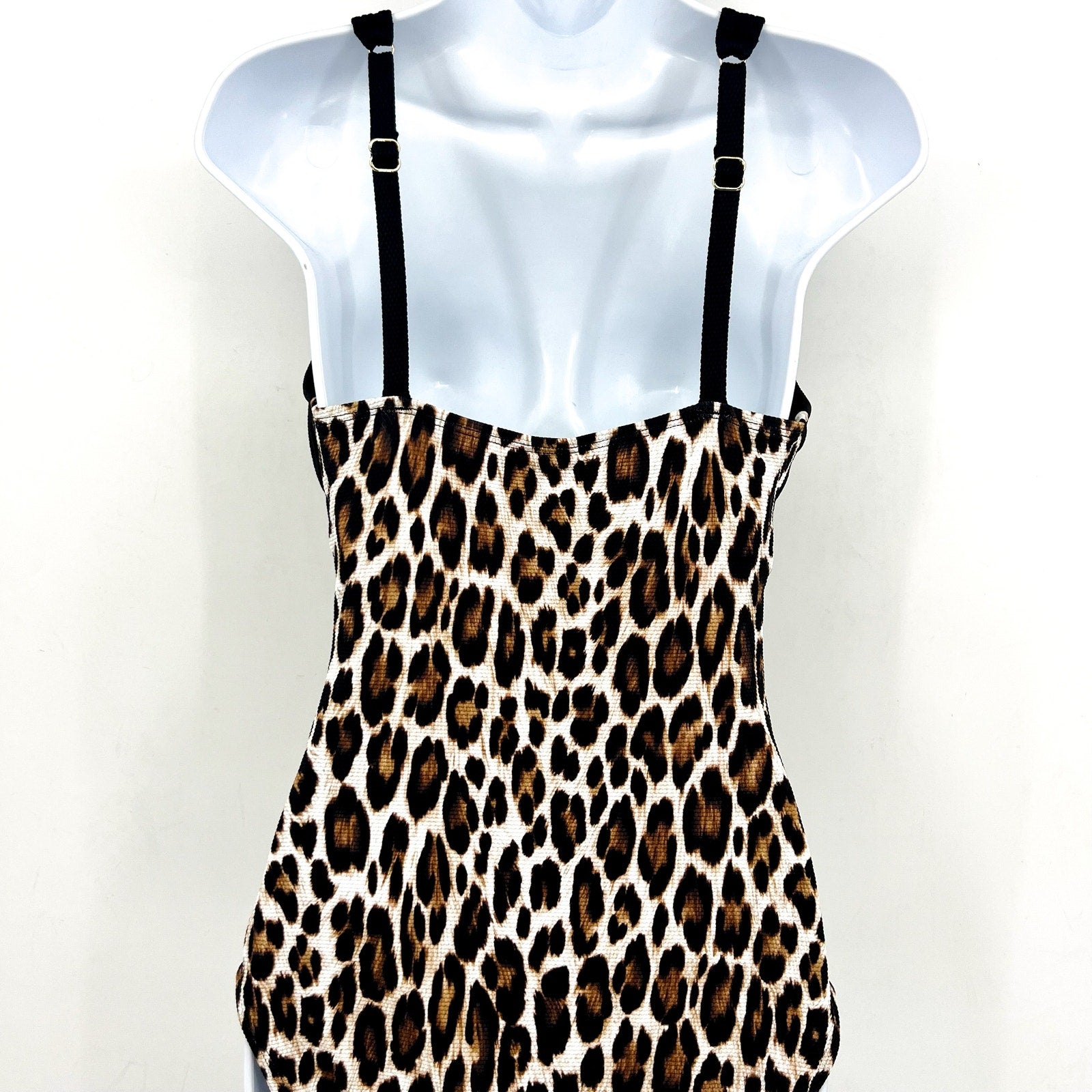 TOMMY BAHAMA Women's Island Cays Leopard One-Piece Swimsuit Size 4 Black Tan NWT