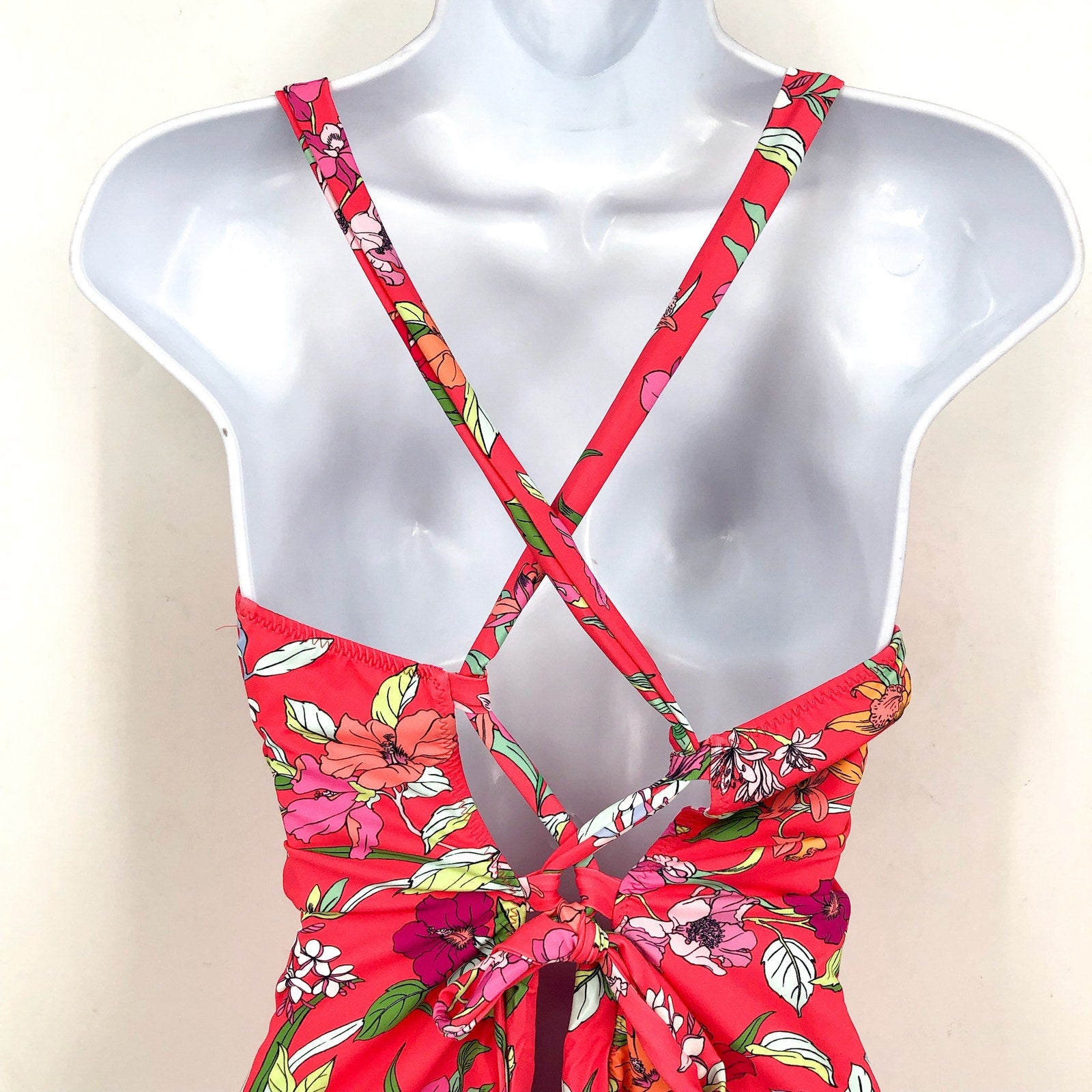 TOMMY BAHAMA Reversible One Piece Swimsuit Size 14 Pink Floral Gingham NWT