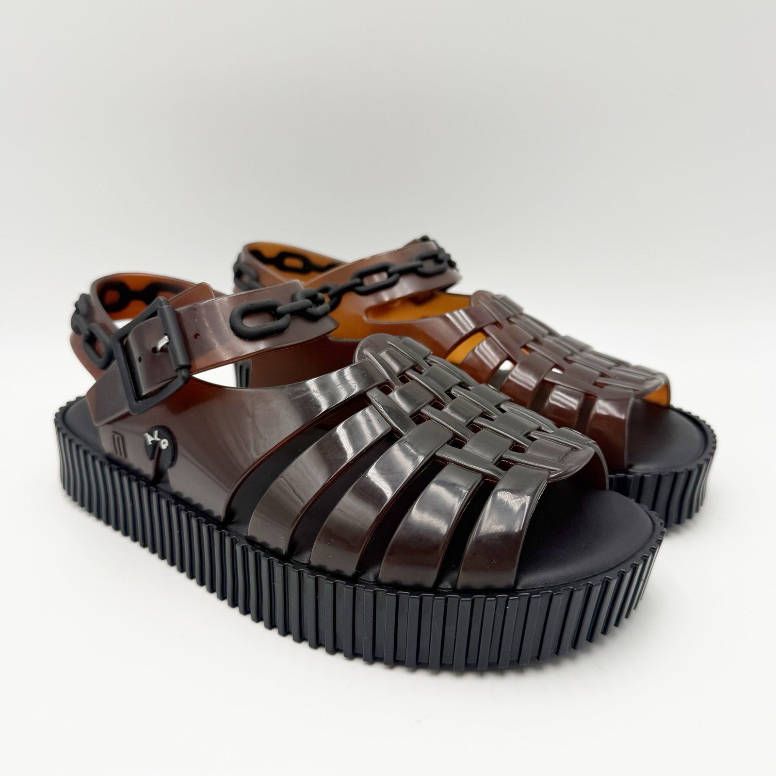 Melissa Womens Francxs + A LA Garconne Sandals Size 6 EU 37 Brown Black NIB
