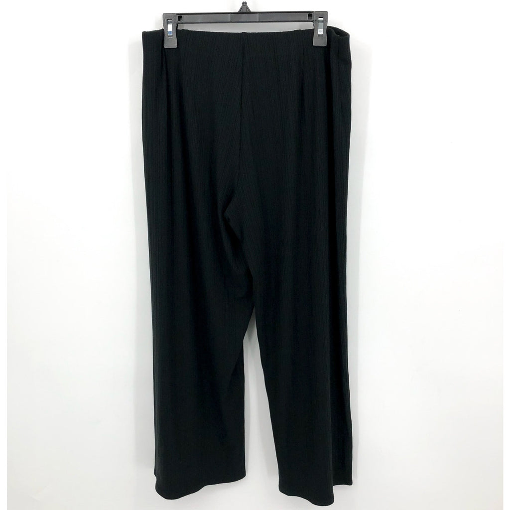 EILEEN FISHER Women's Rib Knit Wide Leg Pants Medium Black Textured NWT