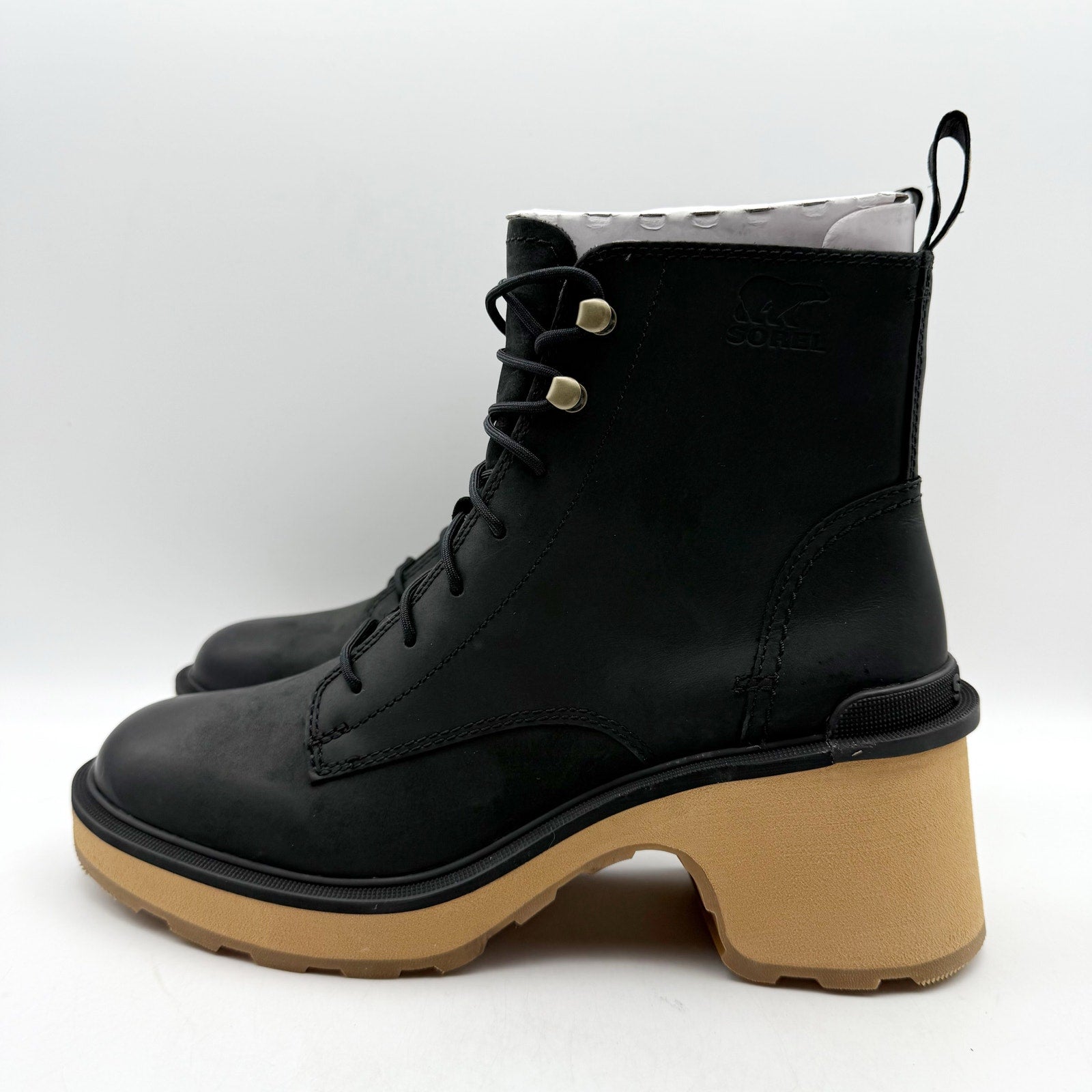 Sorel Womens Hi-Line Heel Chelsea Boots US 7.5 Black Leather Waterproof NIB