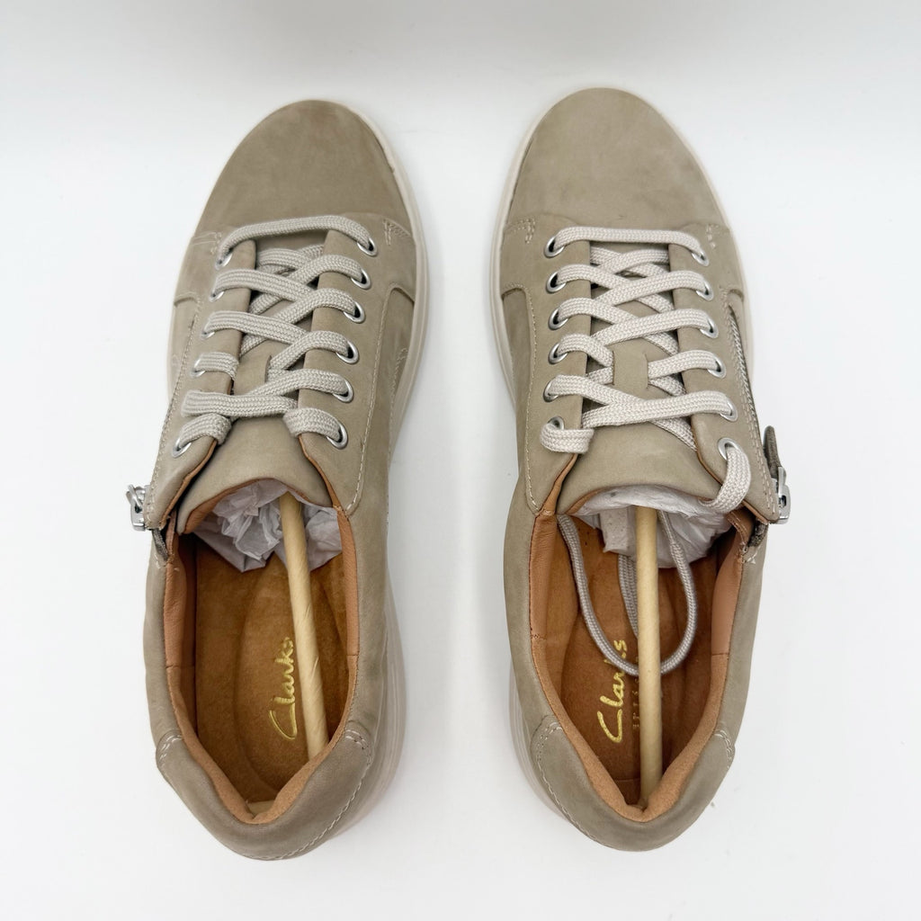 Clarks Womens Nalle Lace Casual Sneakers EU 40 US 9 M Stone Taupe Nubuck NIB