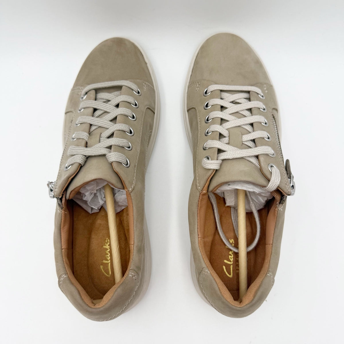 Clarks Womens Nalle Lace Casual Sneakers EU 40 US 9 M Stone Taupe Nubuck NIB