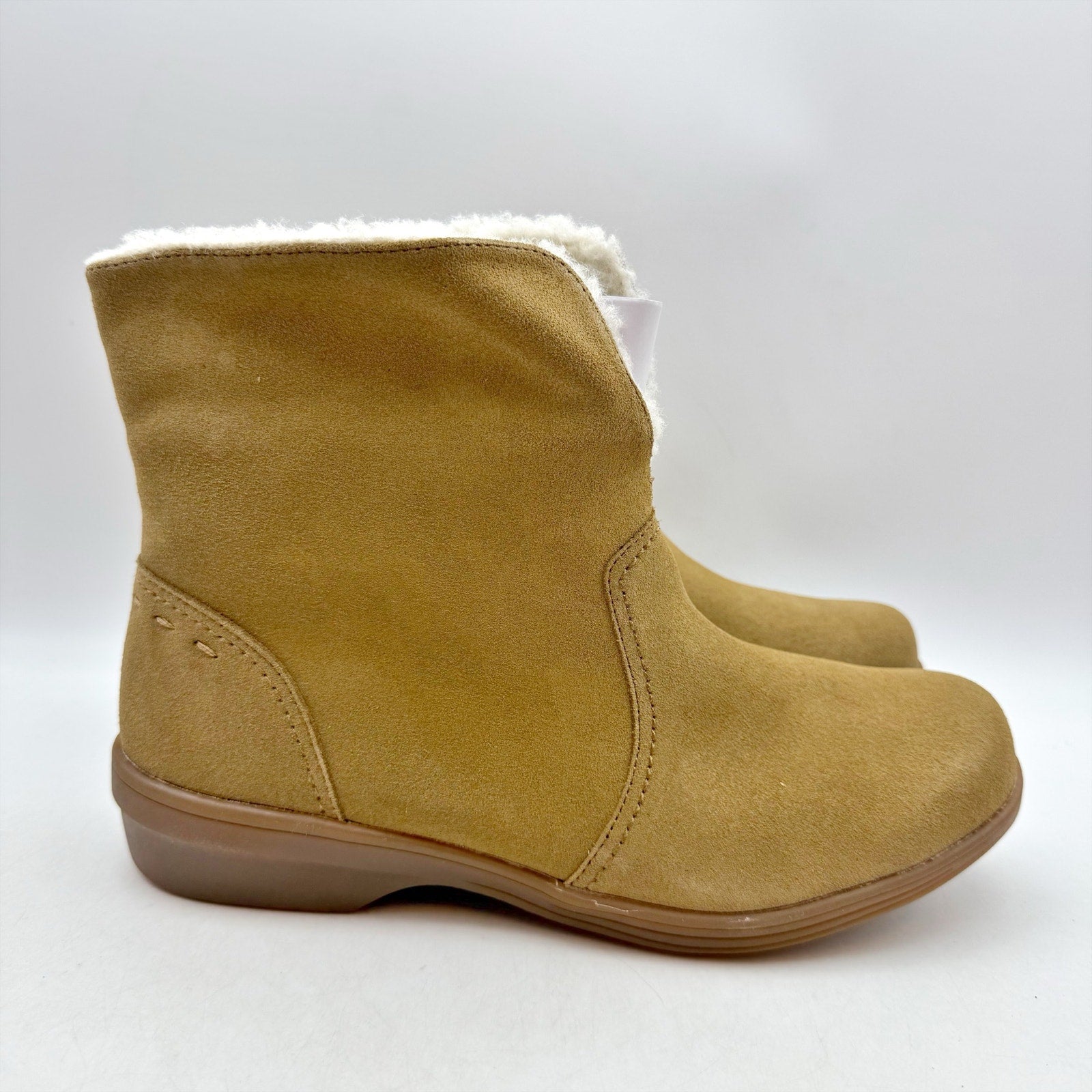 Spenco Womens Sun Valley Ankle Boots US 8 Tan Suede Sherpa Lined NIB