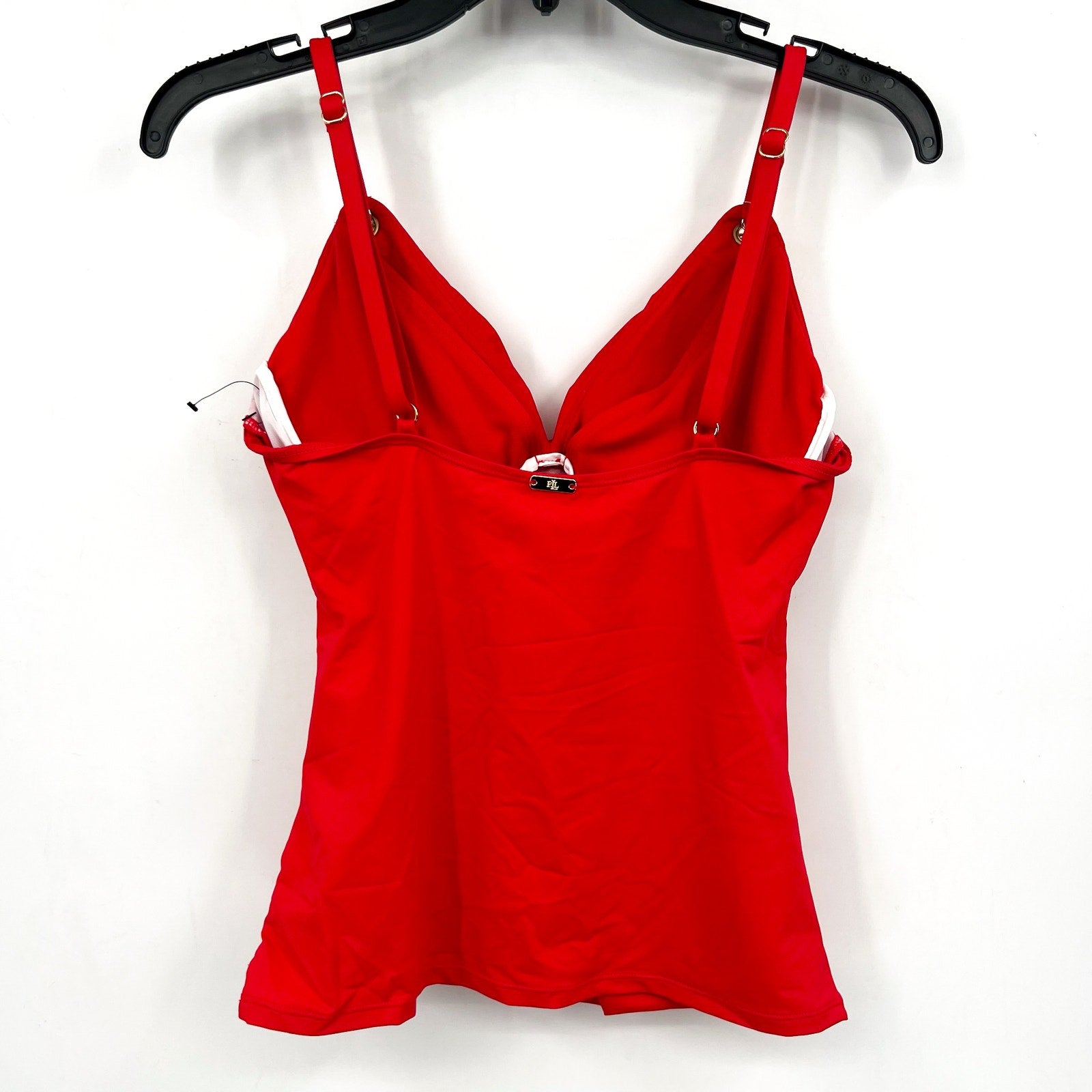 LAUREN RALPH LAUREN Womens Tankini Top Size 6 Red Toggle-Trim Swim NWOT