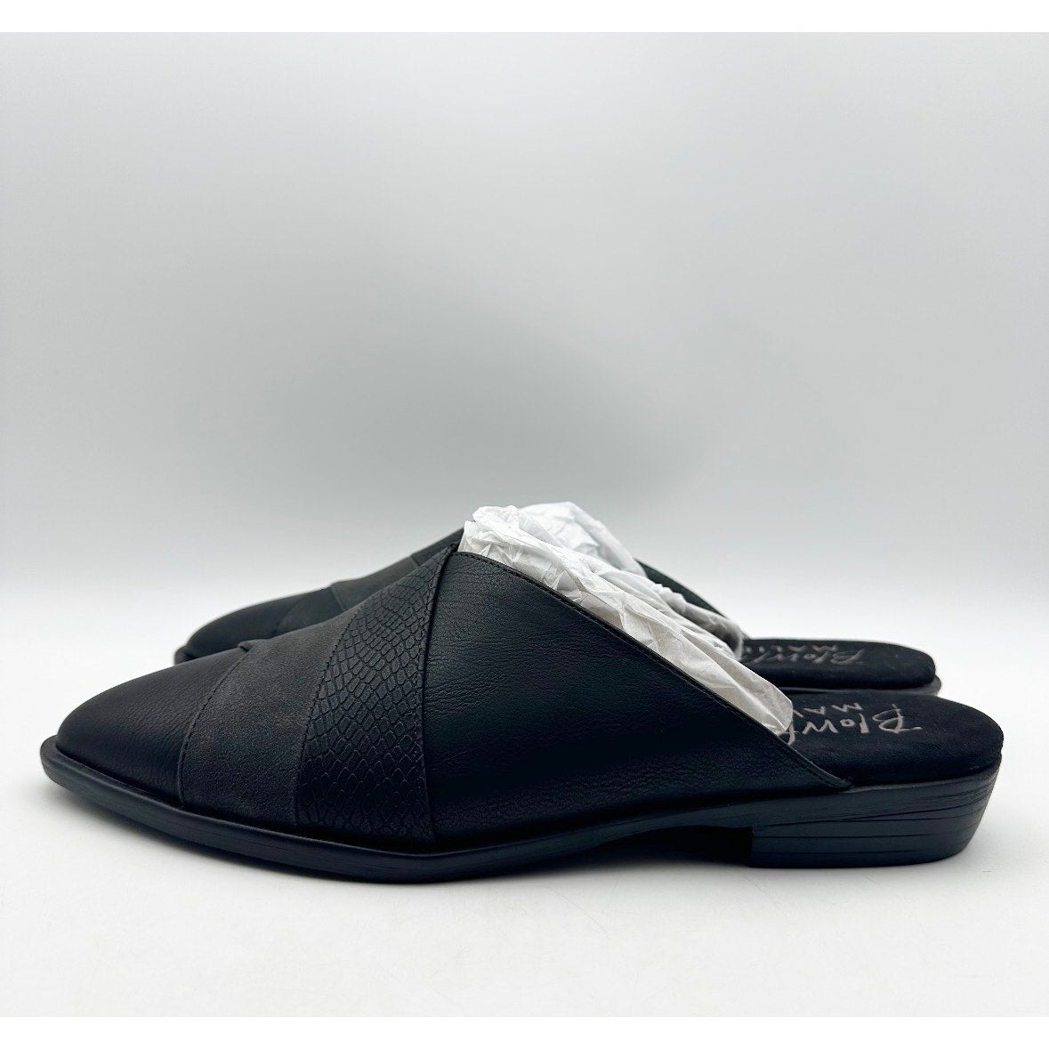Blowfish Malibu Womens Hazel Mules Size 8.5 M EU 39 Black Vegan Leather NIB