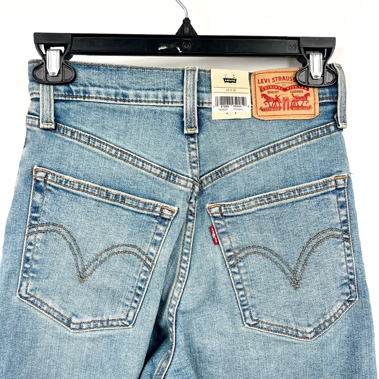 Levi's Womens Ribcage Straight Jeans 25x32 0 Blue Ringing Bells 79078-0017 NWT