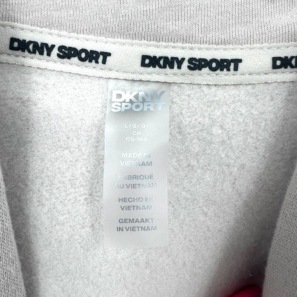DKNY Women's Sequin Fleece Hoodie Large Taupe Tan Pullover Sweatshirt NWT