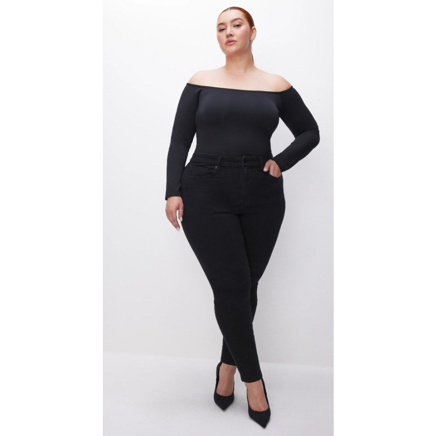 GOOD AMERICAN Always Fits Good Skinny Jeans 28-32 PETITE Black Mid Rise NWT