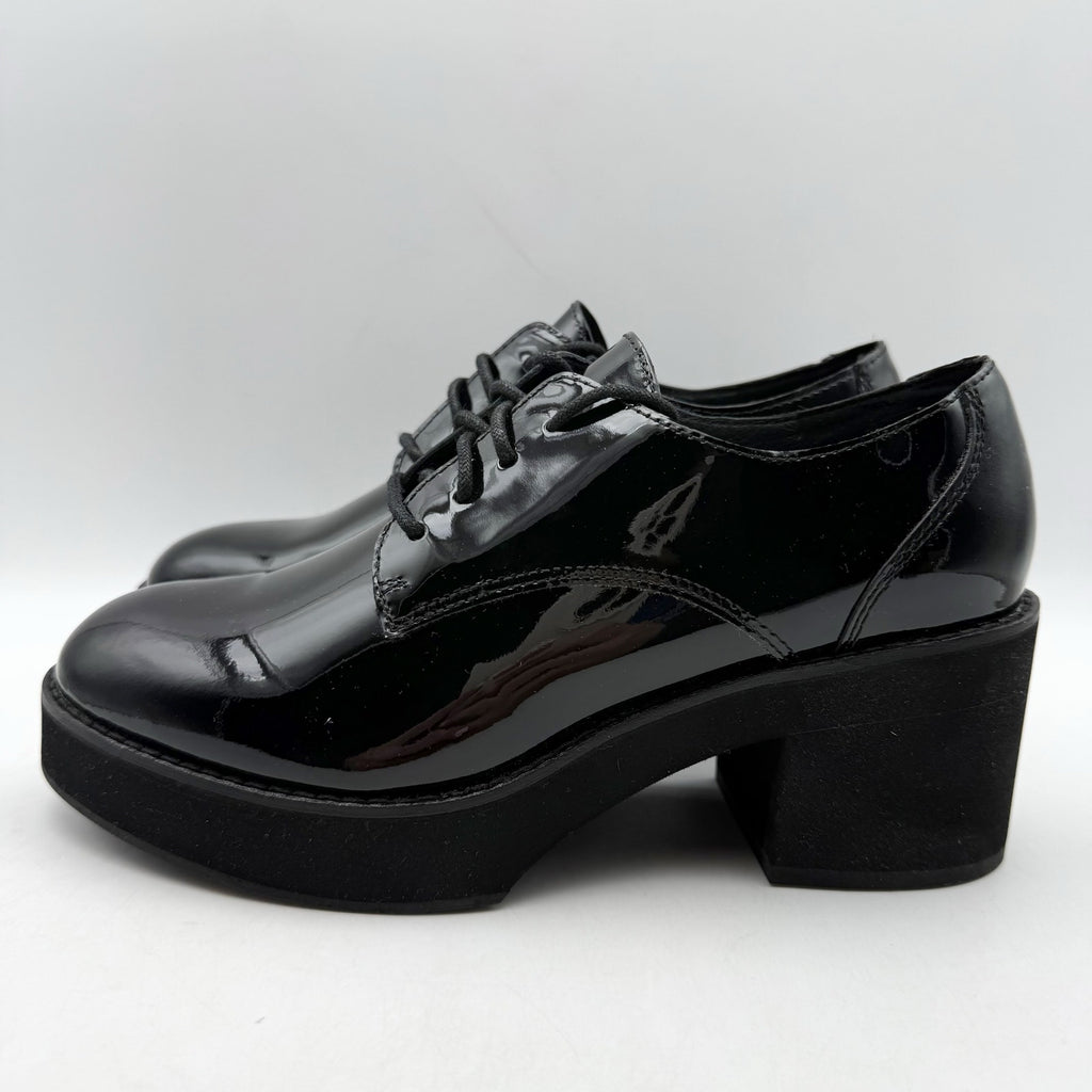 Eileen Fisher Womens Judd Derby Oxford Heel US 7.5 Black Patent Leather NWOB