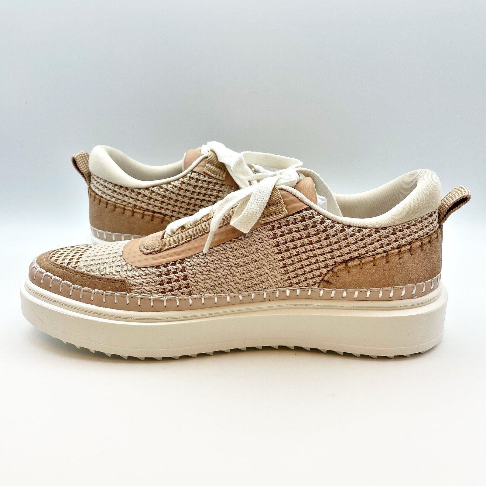Steve Madden Womens Charlie Casual Sneakers Size 7.5 M Tan Light Brown Woven NIB