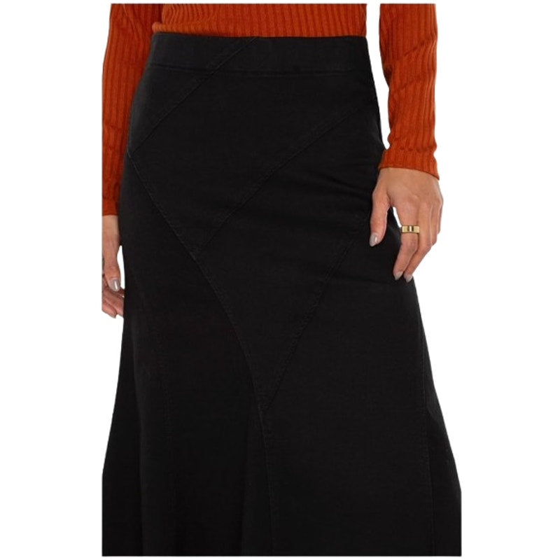Liverpool Women's Mermaid Denim Maxi Skirt Size 12 31 Black Rinse Seamed NWT