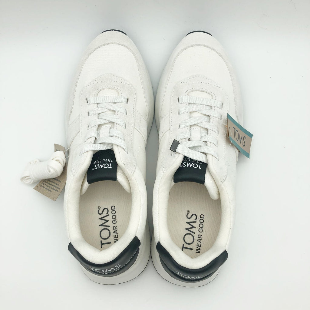 Toms Mens TRVL LITE Retro Runner Sneaker Size 11.5 White Suede Twill NIB