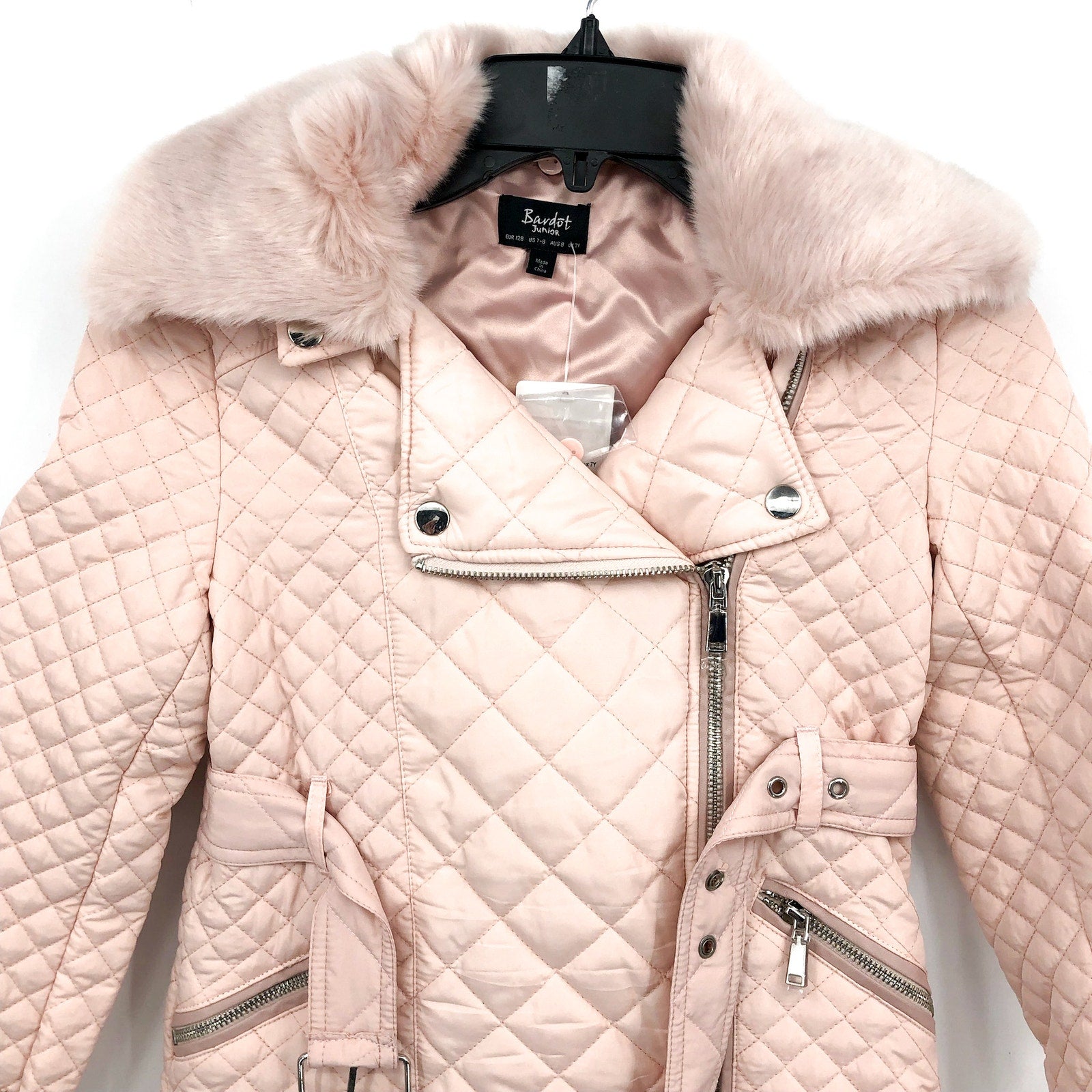 BARDOT JUNIOR Girl's Grace Quilted Coat Size 7/8 Pink Blush NWT
